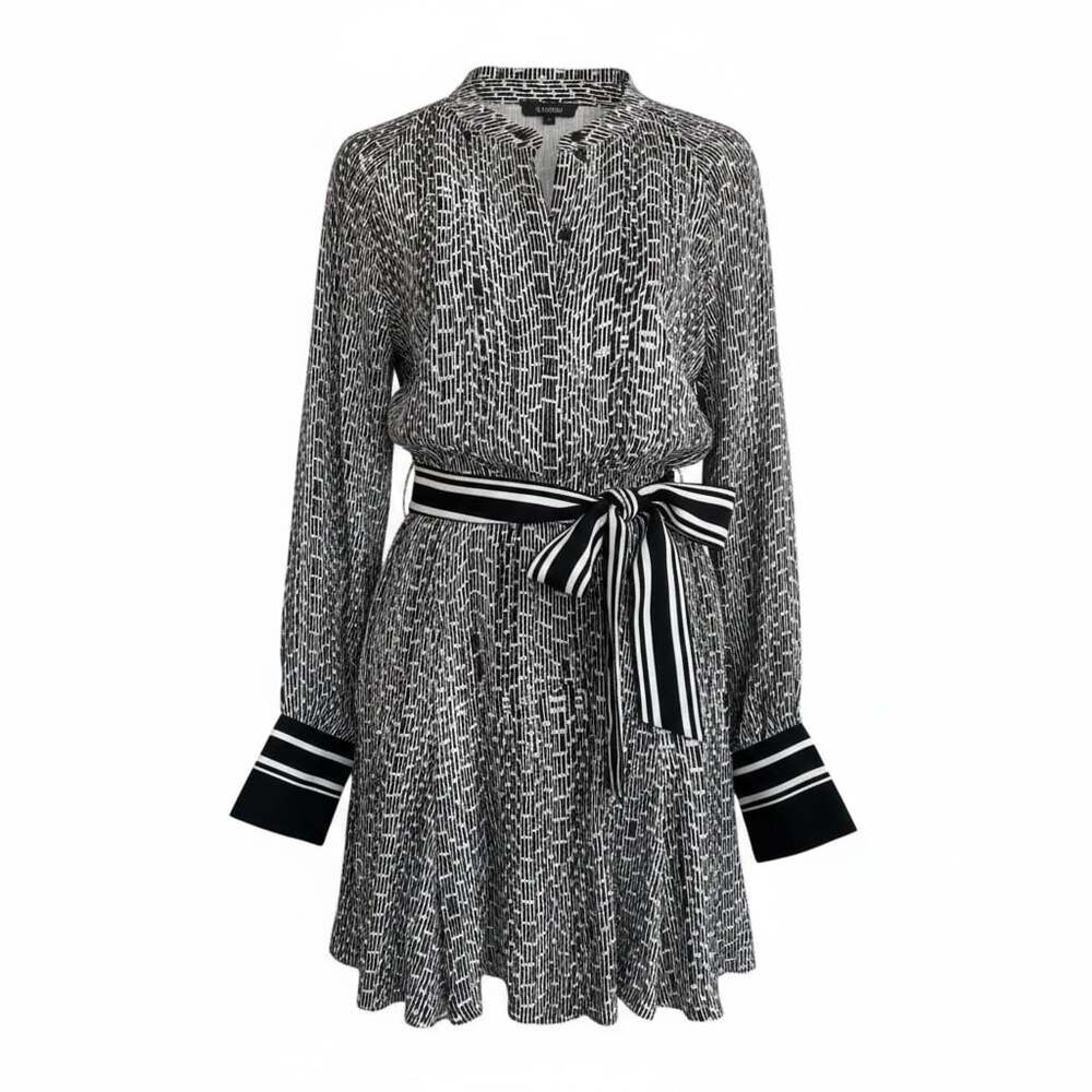Reiss Stripe Cuff Printed Mini Dress